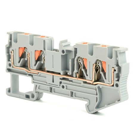 Зажим пружинный, 4-проводной проходной ЗНИ - 4 ,JXB PT 4 , серый LD574-1-40 - фото