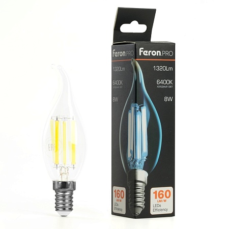 Лампа светодиодная Feron.PRO LB-1218 Свеча на ветру E14 1320LM 8W 175-265V 6400K - фото