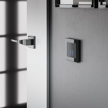 W4520008/ Сенсорный выключатель двухклавишный с подсветкой 1000 Вт (черный) W4520008 - фото