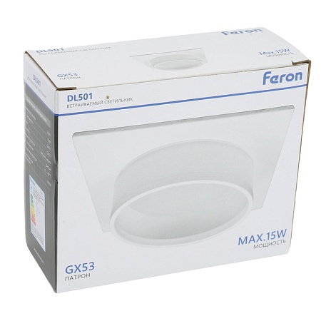 Светильник встраиваемый Feron DL501 потолочный GX53 белый квадрат - фото