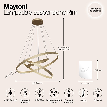 Подвесной светильник Maytoni Rim MOD058PL-L100BS4K - фото