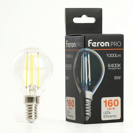 Лампа светодиодная Feron.PRO LB-1706 Шарик E14 1000LM 6W 175-265V 6400K - фото