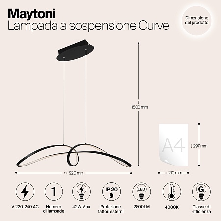 Подвесной светильник Maytoni Curve MOD156PL-L52B4K - фото