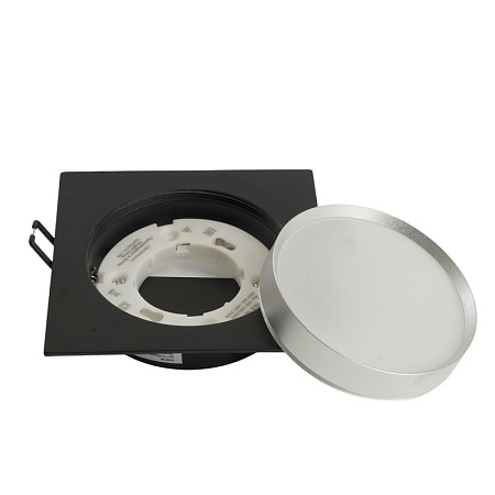Светильник встраиваемый Feron DL506 потолочный GX53 черный + серебро квадрат - фото