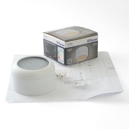 Светильник потолочный Feron HL364 Barrel ECHO 12W, 230V, GX53, белый, с антибликовой сеточкой - фото