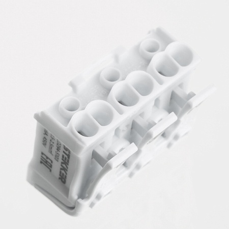 Клемма монтажная с/з STEKKER, LD294-5103, для подключения фазных проводников 3 полюса, 3 контактные группы (3 ввода, 3 вывода на полюс) - фото