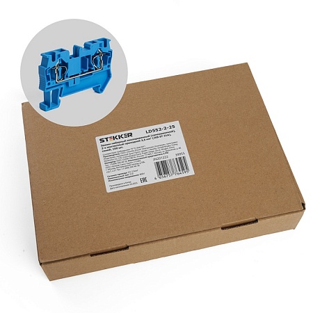 Зажим пружинный, 2-проводной проходной ЗНИ - 2,5 (JXB ST 2,5), синий STEKKER - фото