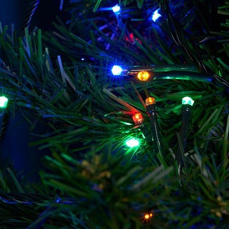 Светодиодная гирлянда Кластер Feron CL10 линейная 20м + 3м 230V мультиколор, c питанием от сети, зеленый шнур - фото