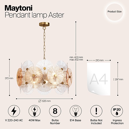 Подвесной светильник Maytoni Aster MOD007PL-08G - фото