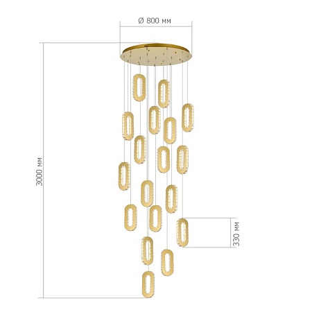 Светильник подвесной ST-Luce Золотистый/Золотистый, Прозрачный LED 18*9W 3000K SL6506.203.18 - фото
