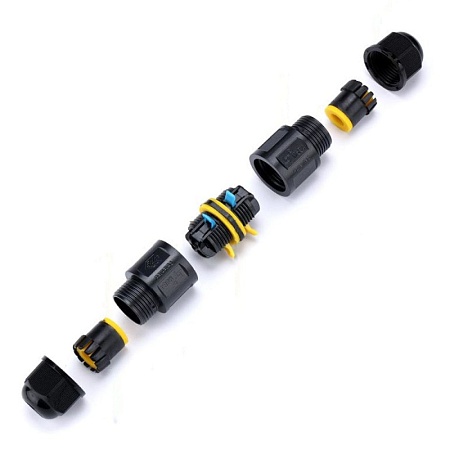 Соединитель-коннектор 3-контактный LD545  с рычажной клеммой, с пружинным контактом, водонепроницаемый, черный - фото