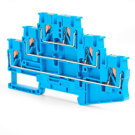 Зажим пружинный, 6-проводной проходной ЗНИ - 2,5 ,JXB PT 2,5 , синий LD579-2-25 - фото