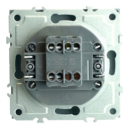 Переключатель перекрестный 1-клавишный (механизм), STEKKER, 250В, 10А, серия Эмили, RSW10-5110-10, платиново-серый, soft touch - фото