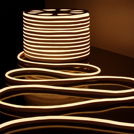 Светодиодный гибкий неон 220 В 9.6 Вт/м 120 Led/м 2835 IP67, односторонний теплый белый 3300 K, 50 м Гибкий неон 220V 9,6W 120Led 2835 IP67 односторонний теплый белый, 50 м Elektrostandard - фото