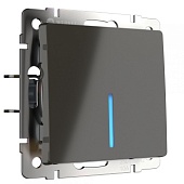 Выключатель одноклавишный проходной с подсветкой серо-коричневый WL07-SW-1G-2W-LED