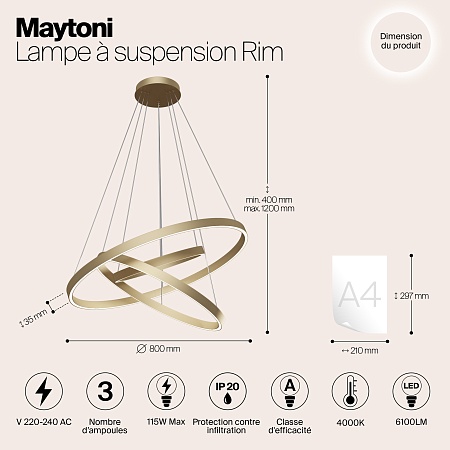 Подвесной светильник Maytoni Rim MOD058PL-L100BS4K - фото