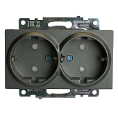 Розетка 2-местная с защитной шторкой (механизм) с/з, 250В, 16А, серия Катрин, графит, GLS16-7114-06