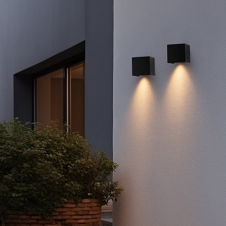 Светильник уличный настенный ST-Luce Черный/Черный LED 2*3W 4000K SL560.401.02 - фото