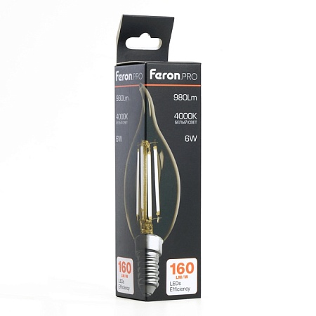 Лампа светодиодная Feron.PRO LB-1216 Свеча на ветру E14 6W 175-265V 4000K - фото