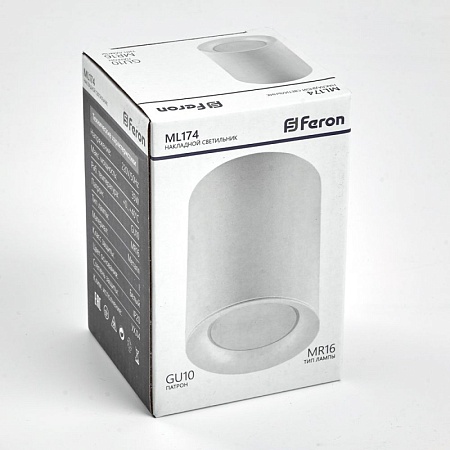 Светильник потолочный Feron ML174 MR16 GU10 35W 230V, белый - фото