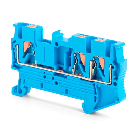 Зажим пружинный, 3-проводной проходной ЗНИ - 2,5 , JXB PT 2.5  TW, синий LD573-2-25 - фото