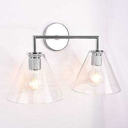 Бра Rh Utilitaire Funnel Shade Double Sconce Silver Imperiumloft 123268-22 - фото