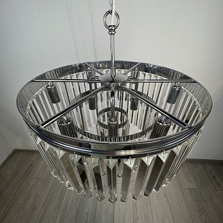 Люстра Rh 1920S Odeon Clear Glass Fringe 3-Tier Chandelier Chrome Imperiumloft 228791-22 - фото