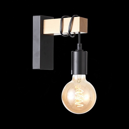 Светильник настенный Черный, Светлое дерево E27 1*60W SL1142.401.01 - фото