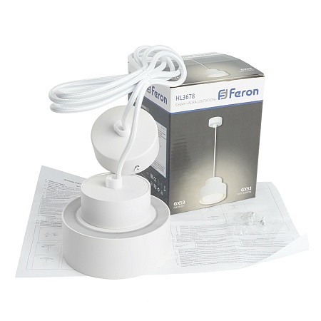 Светильник потолочный Feron HL3678 Barrel AURA levitation 12W, 230V, GX53, белый, на подвесе 1,7 м - фото