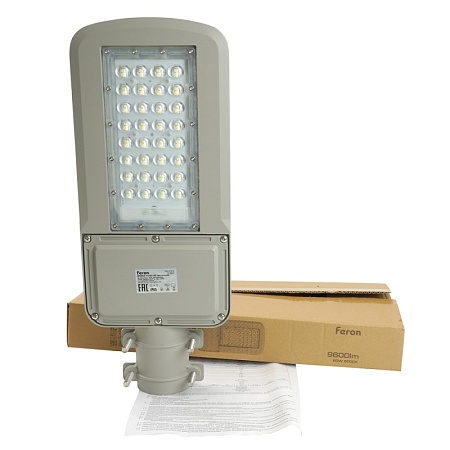 Светодиодный уличный консольный светильник Feron SP3050 80W 5000K 230V, серый - фото