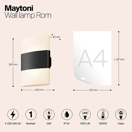 Настенный светильник (бра) Outdoor Rom O442WL-L12GF3K - фото