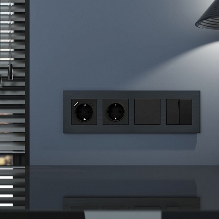 Рамка на 4 поста  AluMax (черный алюминий) W0043508 - фото