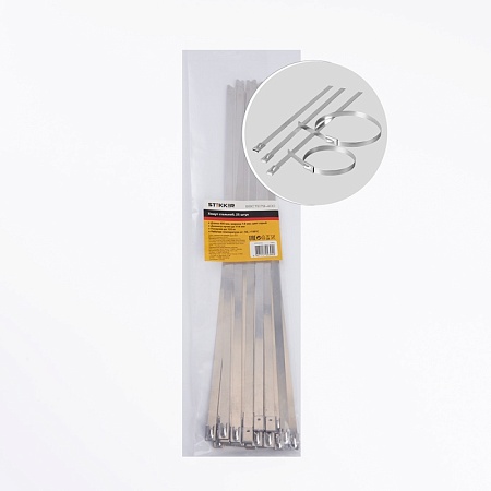 Хомут стальной STEKKER SSCTE79-400 7.9х400мм, d пучка max 114мм, нагрузка 120кг, серый, упаковка 25 шт - фото