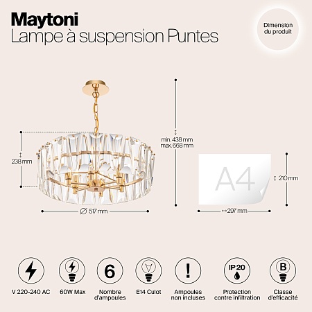 Подвесной светильник Maytoni Puntes MOD043PL-06G - фото