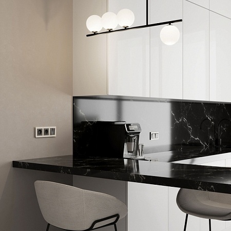 Выключатель двухклавишный с подсветкой (графит акрил) W1120144 - фото