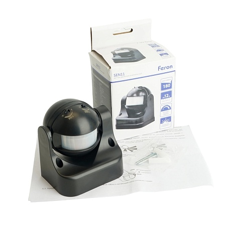 Датчик движения 1200W 12m 180° черный, SEN11 - фото