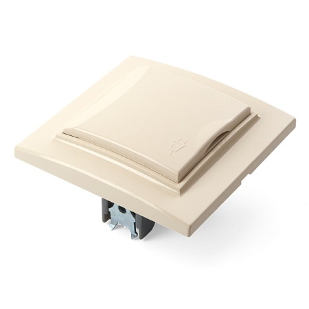 Розетка 1-местная с/з с крышкой, STEKKER, PST16-9012-02, 250В,16А с защитной шторкой, серия Эрна, слоновая кость - фото