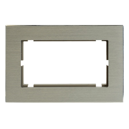 Рамка 2-местная (без перемычки), металл, STEKKER, MFR00-7012-03, серия Катрин, серебро - фото