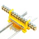 Шина "PE" на изоляторе STEKKER 6*9 тип "стойка" на DIN-рейку 14 выводов, желтый, LD556-69-14 - фото