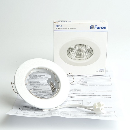 Светильник потолочный встраиваемый Feron  DL10 MR16 50W G5.3 белый матовый - фото