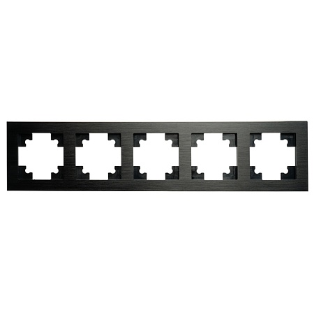 Рамка 5-местная, металл, STEKKER, MFR00-7005-05, серия Катрин, черный - фото