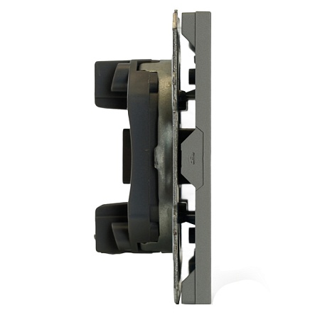 Розетка HDMI 2.0 Type A (механизм), серия Эмили, STEKKER, RST00-5118-10, платиново-серый, soft touch - фото