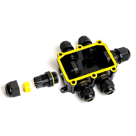 Коробка распределительная  LD526 водонепроницаемая на 6 выходов, 450V, 140х100х36, черный - фото