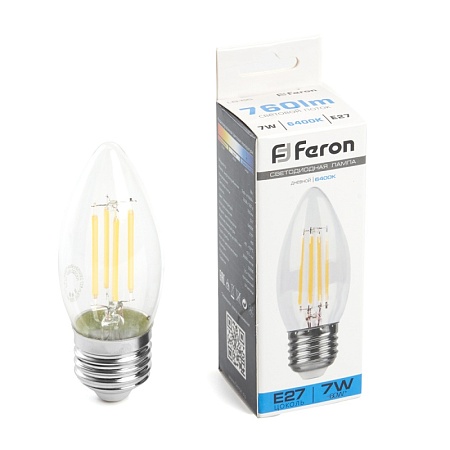 Лампа светодиодная Feron LB-66 Свеча E27 7W 230V 6400K - фото