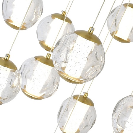 SL6520.303.13 Светильник подвесной ST-Luce латунь/прозрачный с пузырьками воздуха LED 1*65W 4000K HELMI - фото