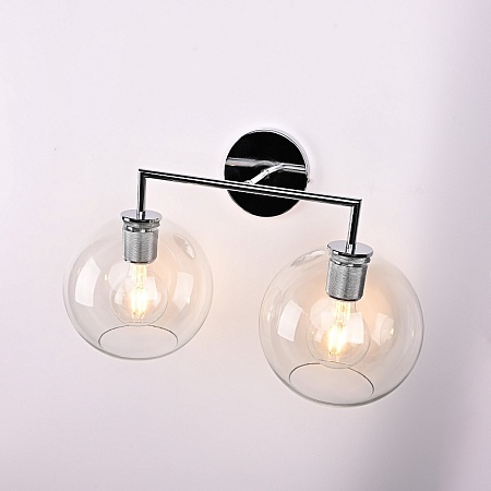Бра Rh Utilitaire Globe Shade Double Sconce Silver Imperiumloft 123274-22 - фото