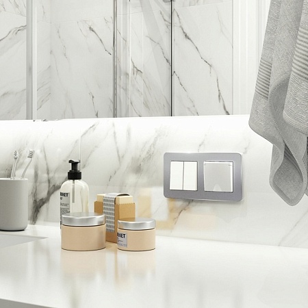 Рамка из металла на 2 поста Platinum алюминий W0022606 - фото