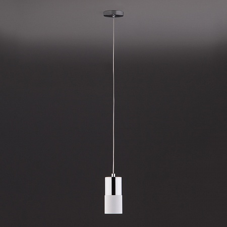 Подвесной светильник лофт с хромированной вставкой 50146/1 хром/белый - фото
