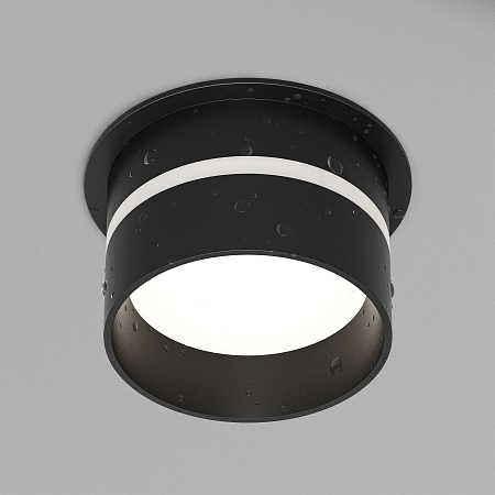 DK2404-BK Встраиваемый светильник влагозащ., IP 44, до 15 Вт, GU10, черный, алюминий - фото