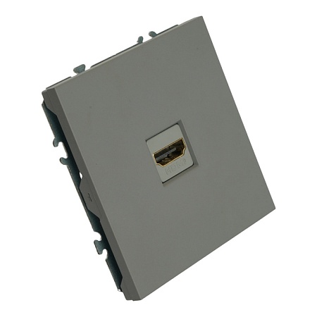 Розетка HDMI 2.0 Type A (механизм), серия Эмили, STEKKER, RST00-5118-10, платиново-серый, soft touch - фото